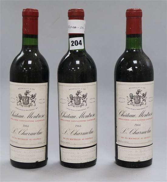 Three bottles of Chateau Montrose 1966